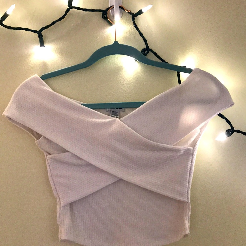 Fashion Nova wrap white crop top size S